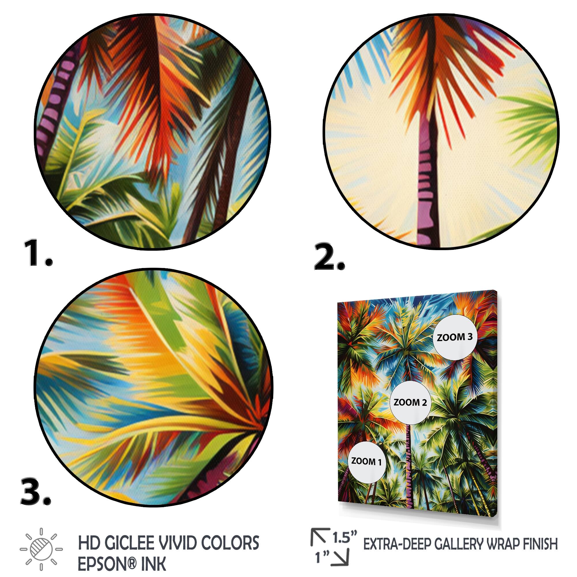 Designart "Colorful Palm Trees Collage V" Palms & Palm Trees Wall Art